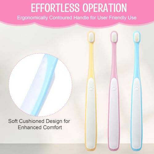 Image of Small Dog Toothbrush, 3Pcs Puppy Tooth Brushing Kit, Soft Head Tooth Brush for Dogs Small Breed, Dog Teeth Cleaning for SmallPet (Yellow Pink Blue)