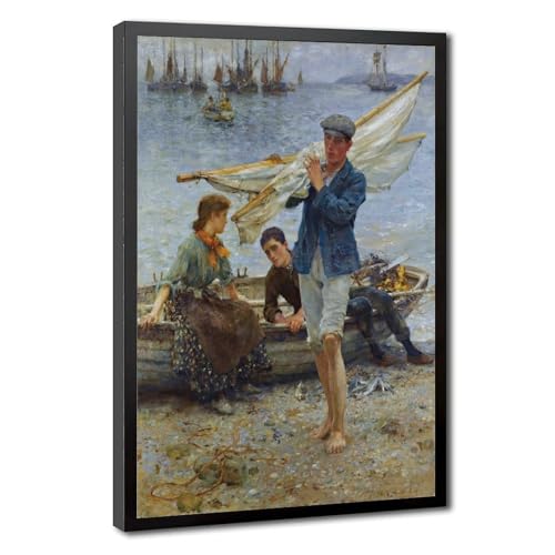 Impression sur toile de maître Return From Fishing par Henry Scott Tuke tableau de bureau