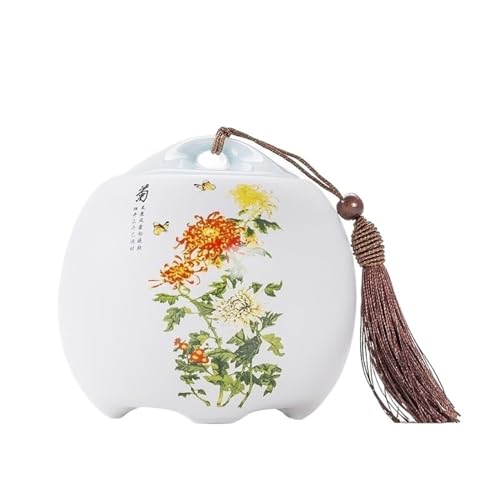 LJHFG63KUYT Caddy Recipiente de cerámica for té con tapa sellada y borla, ideal for guardar café, té y dulces. Almacenamiento(Yellow,Pequeño)