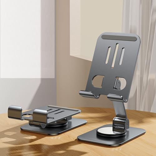 Image of DEARART Cell Phone Stand, 360 Adjustable Phone Stand for Desk, Foldable Phone Holder Fully Carried Easily, Grey (Square Base)