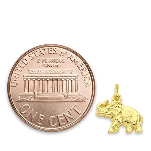 Solid 10k Gold Elephant Microcharm, Mini Cute Animal Charm Good Luck Symbol with Clasp2