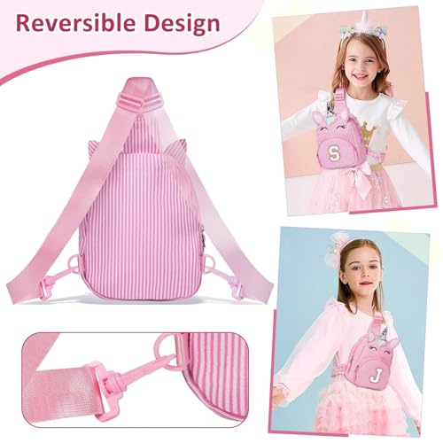 Image of COSHAYSOO Pink Girls Purse Unicorn Crossbody Sling Bag, Personalized Graduation Dance Recital Performance Birthday Gifts for Kids Girl 3-8 Daughter Granddaughter Niece Initial Monogrammed Letter M