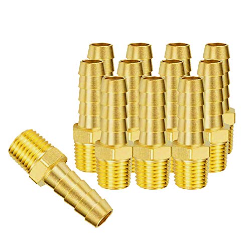 Brass 3/8" Barb X 1/4" NPT Male End Air Hose Pipe Fitting Threaded
