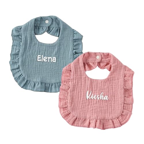 Personalized Baby Girl Bib Custom Embroidered Baby Bib Monogrammed Baby Girl Bib Custom Baby Girl Bib Baby Girl Gift Baby Shower Gift Ruffle Bib (Style 2)