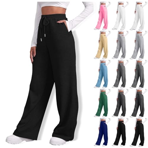 Genérico Pantalones de chándal para Mujer Pantalones de Deporte de Cintura Alta Pantalones de chándal Largos con Bolsillos