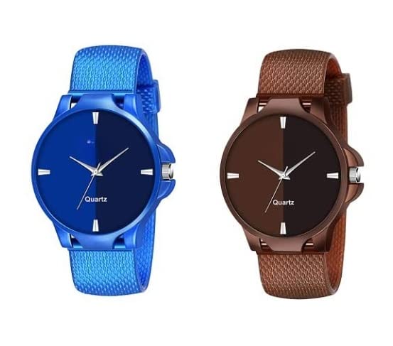 CORXIL® Analogue Super Quality Stylish Watches for Mens Watches for Boys Pack of 2 (Blue - Coffee) (B0BGMP5D13) Amazon Price History, Amazon Price Tracker