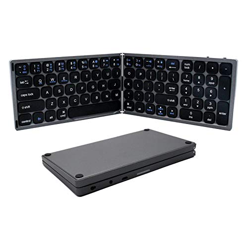 Eulbevoli Clavier sans Fil Portable - Clavier Bluetooth Pliable, Clavier Pliant Ultra Mince Compatible avec OS Android Windows Smartphone Tablette et Ordinateur Portable (Gris Fer)