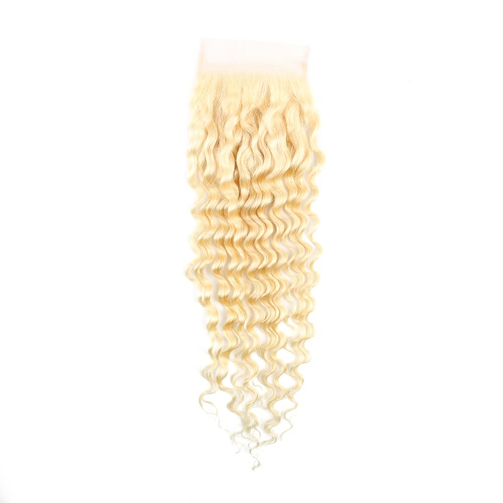 4 * 4 613 Blonde Lace Closure Human Hair Body Wave Free Part with Baby Hair Brazilian Human Hair Closure 16 inch