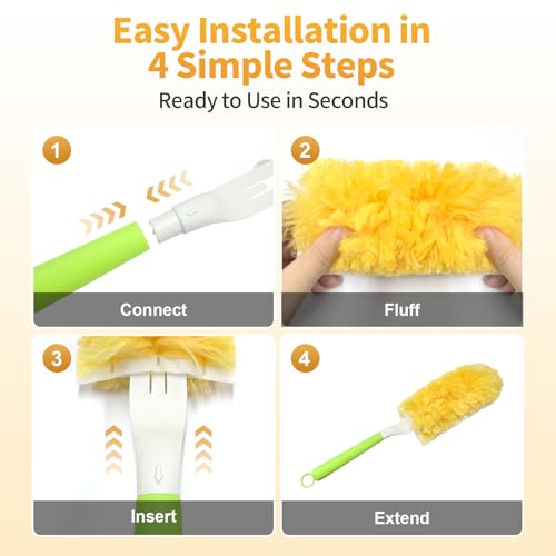 Image of 50 Pack Short Handle Duster Refills, Compatible with S.wiffer Duster Kit, 360 Multi-Surface Disposable Dust Pads, Ideal for Home Cleaning - Effortlessly Dust Furniture