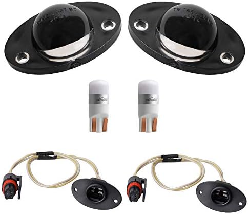 HERCOO LED License Plate Light Lens Rear Lamp Socket Wiring Harness Pigtail Black Housing Compatible with 1994 1995 1996 1997 1998 1999 2000 2001 2002 Dodge Ram 1500 2500 3500 Pickup Truck Step Bumper