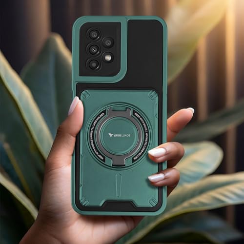 Image of Vaku Luxos Axion Armor Military Grade TPU Back Cover Case for Samsung Galaxy A53 5G with Magnetic Ring Holder Kickstand Camera Screen Protector- Green