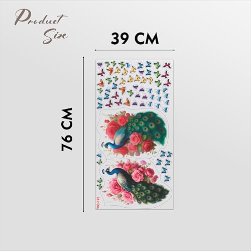 Image of Peacock wall Sticker 3D Large Big Size Living Room Home Decoration Premium Vinyl Decorative Bird Mural Elegant Interior decor