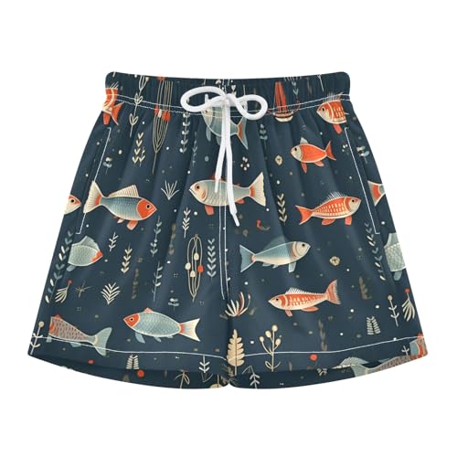 Bolaz Toddler Boys Swimwear Swim Trunks with Compression Liner 4T Fish 1