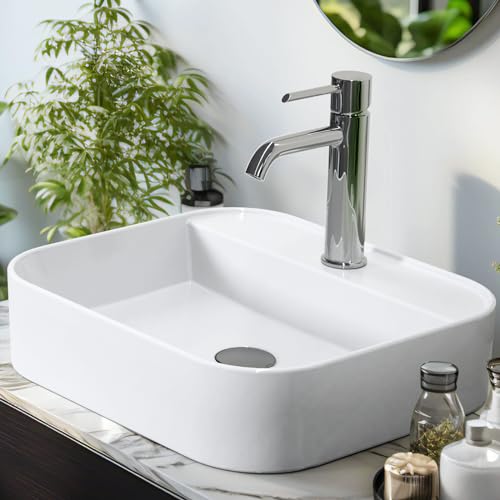 EMKE Waschbecken Aufsatzwaschbecken - Eckig Hängewaschbecken für...