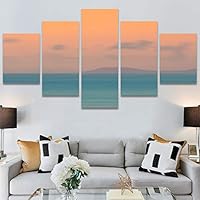 SIGNWIN 5 Panel Canvas Wall Art Modern Art Coastal Colorful Multicolor Photography Romantics Sunset for Home Decorations Ready to Hang - 60
