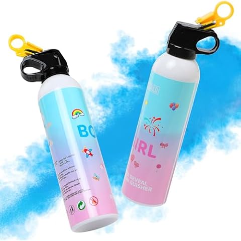Gender Reveal Fire Extinguisher, 2 Pcs Blue Blaster Only for Baby Boy with 100% Biodegradable Party Supplies - For Memorable Baby Gender Reveal Decorations & Ideas Cover