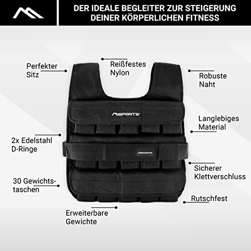 MSPORTS Gilet pesi premium regolabile da 5 kg - 30...