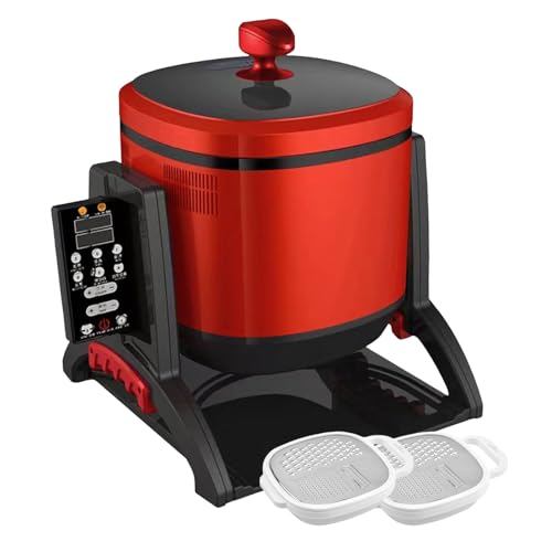 forplubossmmp Máquina De Cocción Automática, Vaporera De Alimentos, Robot Salteador Giratorio De 360°, Máquina De Arroz Frito 6L con Pantalla Led Y Cubierta Superior Desmontable (con 2 Ralladores)