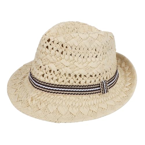 Kids Foldable Panama Straw Hat Hollowed Sun Hat Cap Summer UV Protection Cowboy Beach Hats for Boys Girls