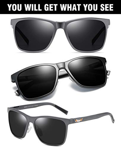 DUCO Unisex Metal Classic Polarised Sunglasses with UV400 Protection for Outdoor Sports 3029H (Gunmetal)