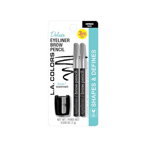 L.A. COLORS Eyeliner/Brow Pencils w/Sharpener (carded), Black CBPN222A