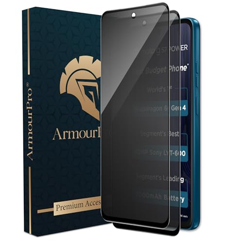 Image of ArmourPro Anti-Spy Privacy Tempered Glass for Motorola G67 Power /Motorola G57 Power - Anti Peeping Screen Protector, Edge to Edge Full Coverage, 9H Hardness, Easy Installation Kit | Pack of 2
