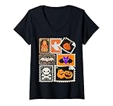 Photo Gallery donna timbro carino halloween nostalgico spettrale cottagecore art maglietta con collo a v Photo Gallery donna timbro carino halloween nostalgico spettrale cottagecore art maglietta con collo a v