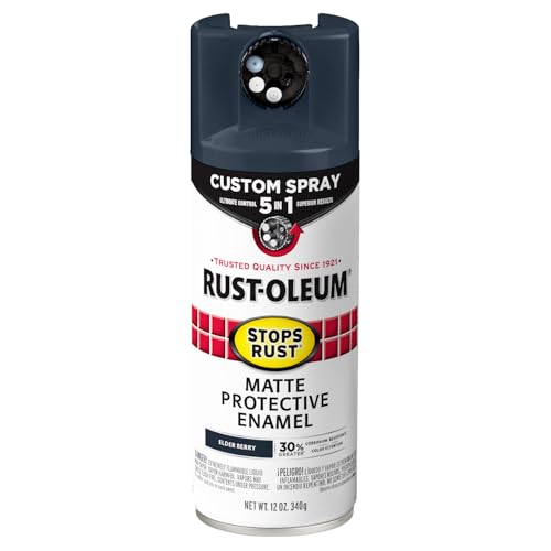 Image of Rust-Oleum Stops Rust Custom 5-in-1 Spray Paint, Matte Elderberry | Rust Preventive Enamel, Multi Surface (Metal, Wood and More), Adjustable Dial for Better Control, Fast Dry, Comfort Tip