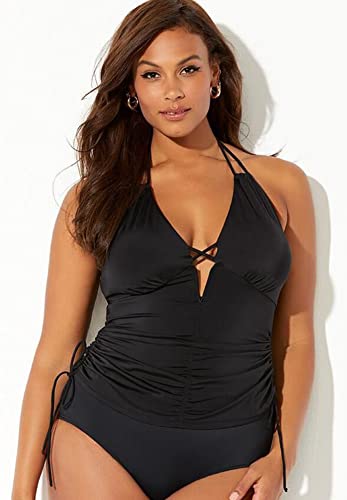 Swimsuits For All Women's Plunge Tankini Top (Plus4