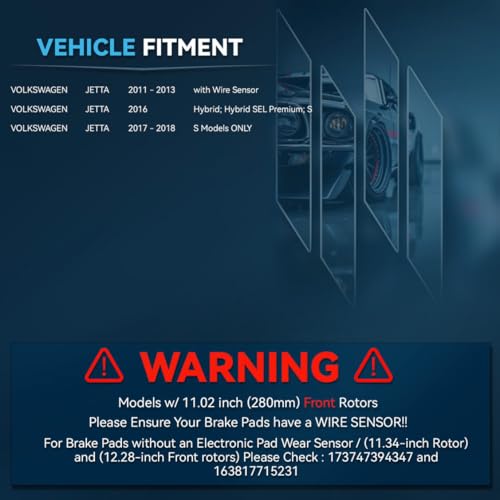 Image of Detroit Axle - Front Brake Kit for 2011-2013 2016-2018 Volkswagen Jetta