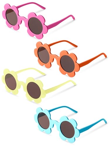 Image of Kanayu Summer Flower Sunglasses for Women 5.71 Inch Round UV Protection Adults Daisy Sunglasses Decor for Beach Party Gift
