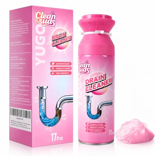 Yugou Foaming Drain Cleaner, Sink Cleaner and Deodorizer, Drain Clog Remover for Kitchen Sinks, Shower Drains, Tubs (1pcs)