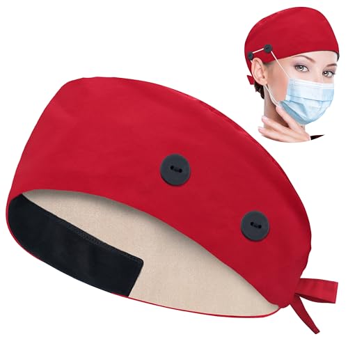 Image of ABAMERICA Working Caps with Button and Sweatband, Adjustable Working Hats for Women Men, One Size(Tie Back or Toggle)