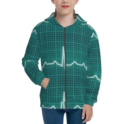 ECG Wave Kid Hoodies Boys Zip Up Sweatshirts Girls Pullover with Pocket3