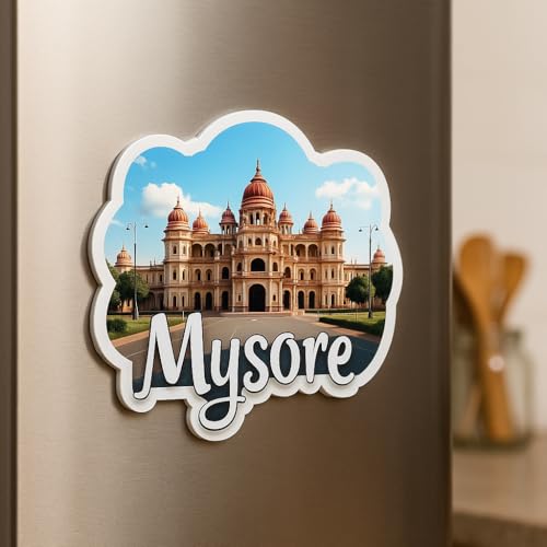 Image of Naxon Mysore City Theme Souvenir Wooden Fridge Magnet for Refrigerator - Printed Fridge Magnet for Kitchen & Home Decor | Perfect Souvenir Gift | Size 3x3 in | Pack of 1
