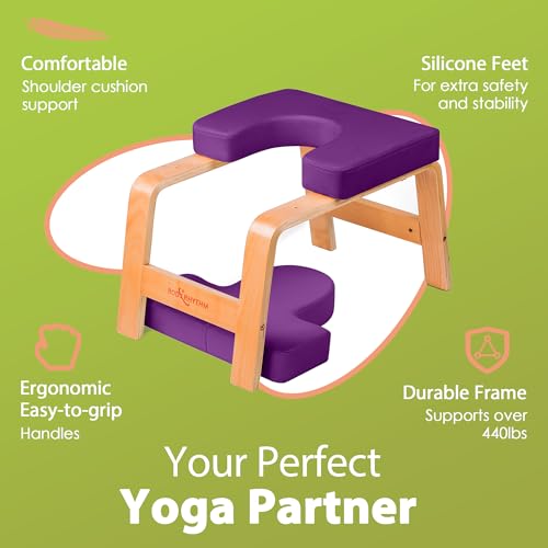Image of BODY RHYTHM Yoga Headstand Bench, Yoga Inversion Chair, Headstand Trainer for Relieve Stress, Improve Sleep & Digestion and Strength Training, Ideal for Home Workout, Fitness and Gym