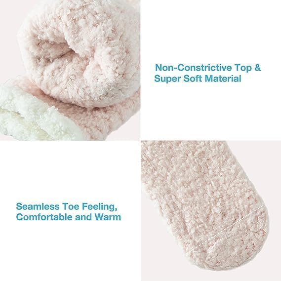 Image of Bulinlulu Fuzzy Socks with Grips Plush Sleep Cozy Winter Soft Hospital Fluffy Socks for Womens Mens Gifts
