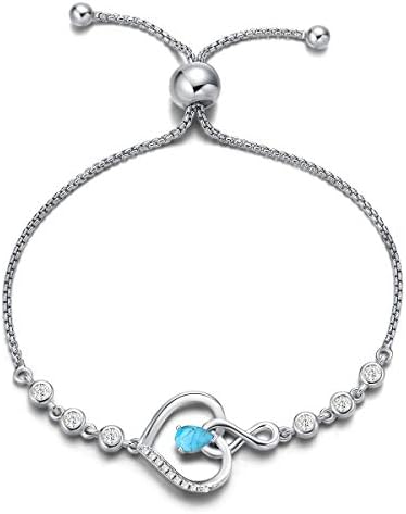 Agvana Birthstone Bracelets for Women Sterling Silver Genuine or Created Gemstone Tennis Bracelet Infinity Love Durable Bolo Bracelet Promise Jewellery Anniversary Birthday Gifts for Girls Wife Her Mom