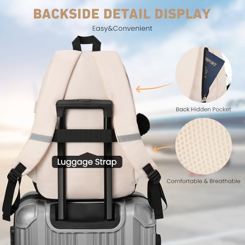 Image of WINDARS School Backpack with Lunch Box for Teen Girls, Cute College Backpacks for Women Students Aesthetic Bookbag Large 15.6 Inch Laptop Bag Middle School Travel Back Pack (Black Beige-3 Pcs)