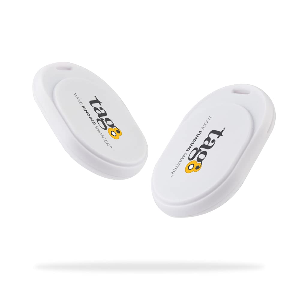 tag8 Dolphin Smart Tracker Max, Mini Bluetooth Tag to Locate Item in Approximate Range, Alternative to GPS Tracker, Works with Android & Apple Device, Key, Bag, Phone & Wallet Finder, Pack 2, White