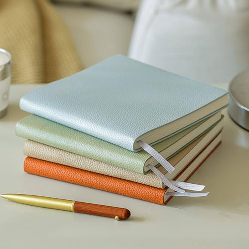 Journal rétro en cuir souple marron clair avec 200 pages vierges