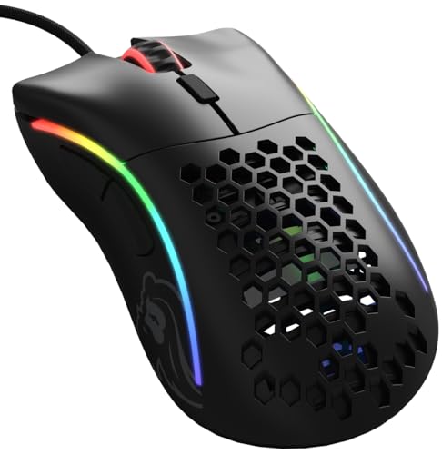 Glorious Model D- (Minus) Wired Gaming Mouse - 61g Superlight Honeycomb Design, RGB, Ergonomic, Pixart 3360 Sensor, Omron Switches, PTFE Feet, 6 Buttons - Matte Black