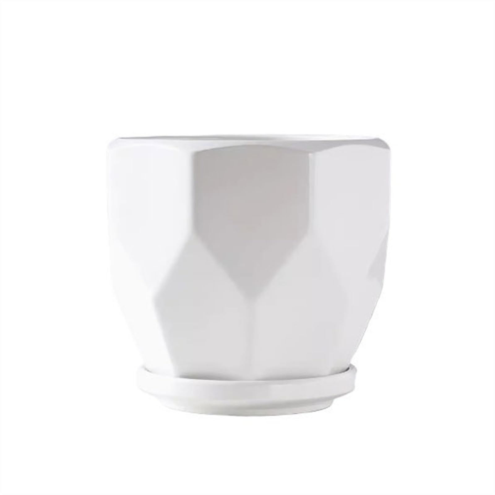 SDGBCXD flowerpot, Ceramic Large with Tray Simple Household Creative Succulent(White,L)