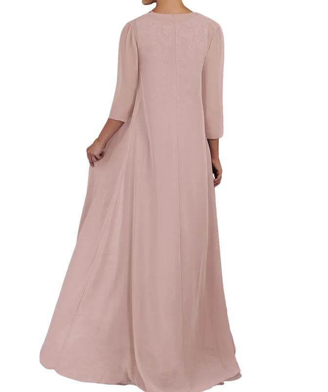 Mother of The Bride Dresses for Wedding Long Sleeve Chiffon Evening Dress Lace Formal Gowns with Jacket2