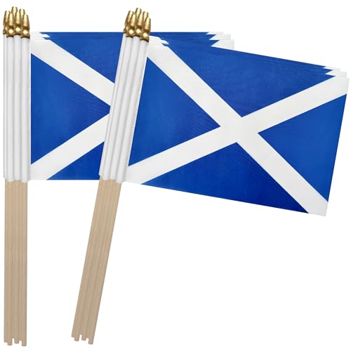 TSMD Scotland Stick Flag Scottish Small Mini Hand Held Flags 5x8 Inch 12 Pack