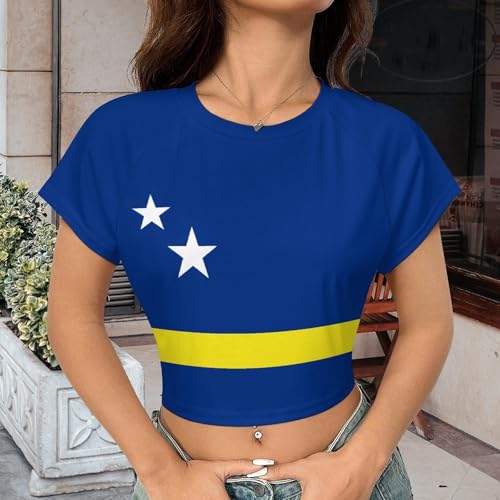 Hawaii Flag Summer Crop Tops for Women Basic Tight Short Sleeve for Teen Girls2