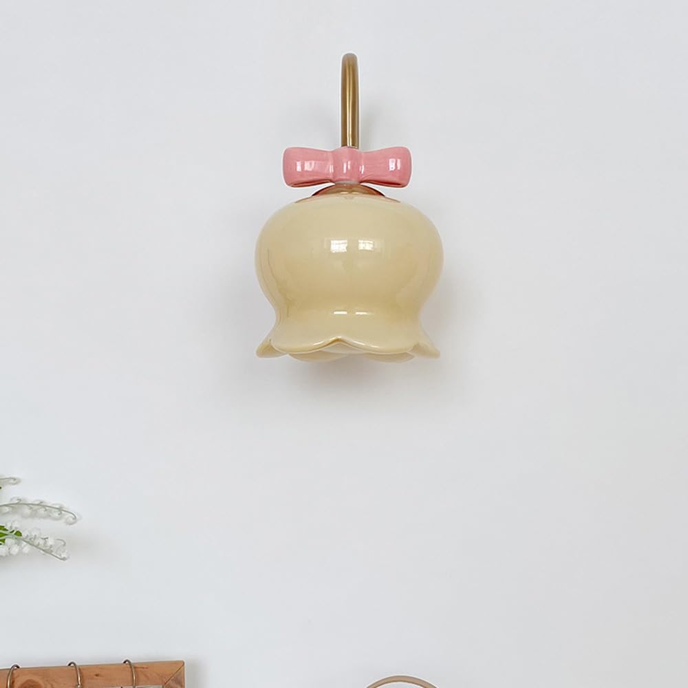 Kinkiety ścienne do wnętrz pokój dziecięcy lampa ścienna dla dziewcząt sypialnia z białym mlecznym szkłem urocza kokarda różowa chromowana złota lampki nocne do salonu dziecięcego przedszkola lampa