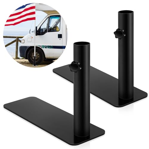 Yaocom XIE-YAOCOM-1488 2 Pcs Portable Flagpole Tire Mount Metal Stand Holder cover