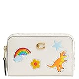 Coach Women's Essential Small Zip Around Card Case with Sticker Print, B4/Chalk Multi