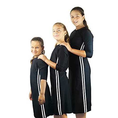 Image of Shira Modest Girls Swim Dress | 3 /4 Sleeve Swimdress, Full Coverage Bathing Suit | Tznius UPF 50+ Quick-Dry